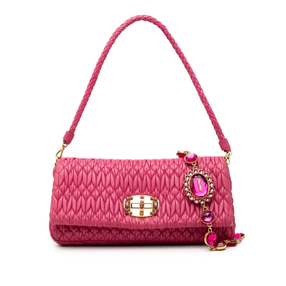 Pre-Loved Miu Miu Matelasse Nappa Crystal Chain Satchel